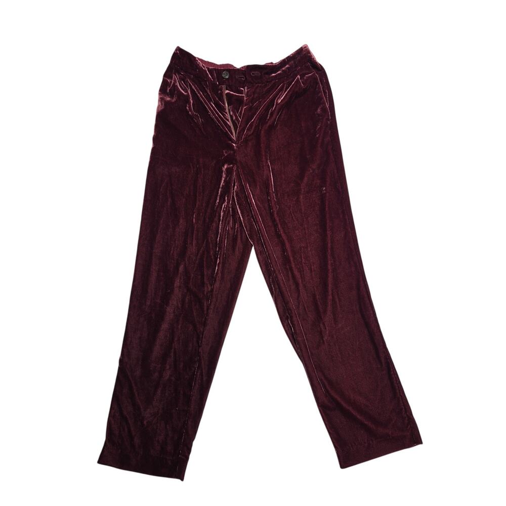 J.Crew Burgundy Velvet Pull-On Casual Pants Trousers Women Size XS RN 77388